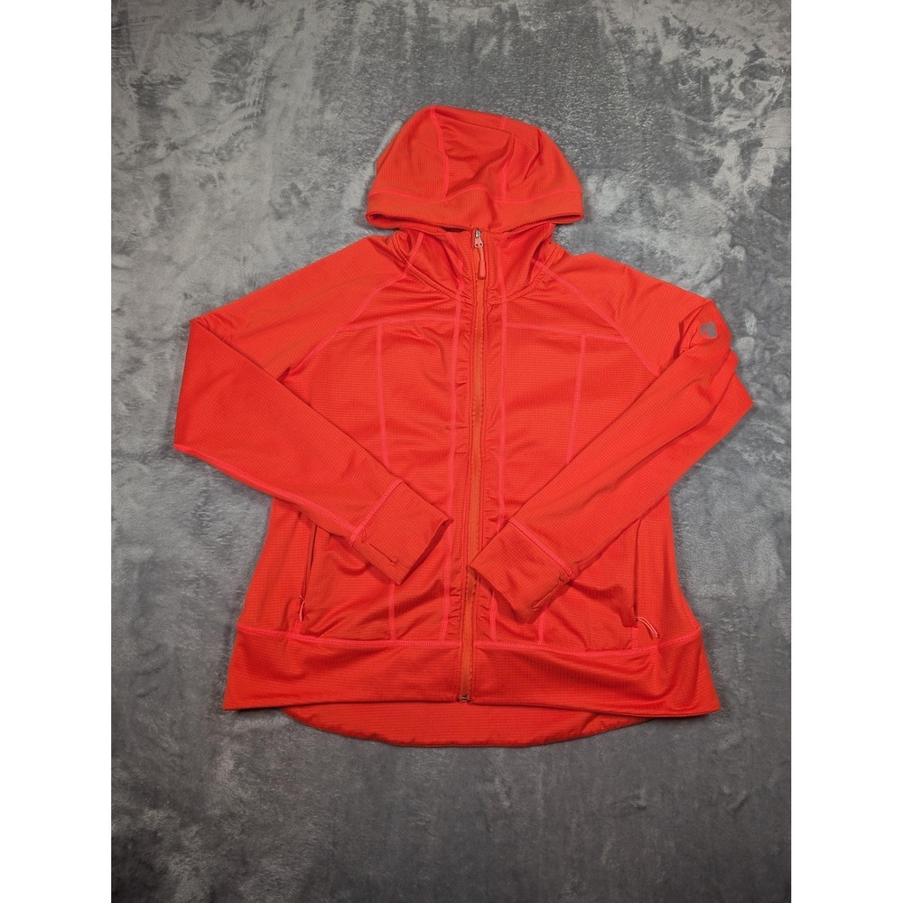 Eddie Bauer First Ascent Jacket Womens XL Orange Hooded Full Zip Fleece Athletic